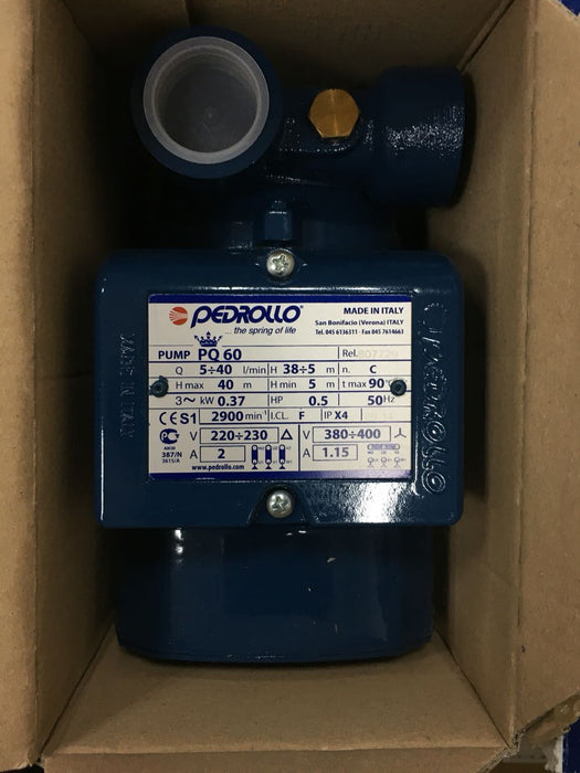 Pedrollo PQ60 Electric Peripheral Water Pump 0.5HP Brass Impeller 400V 50Hz 1PC