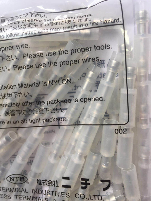 100pcs PC2005-M Nichifu, PC Insulated, Clear Crimp Bullet Connector, 0.5mm² to 0.75mm², 20AWG to 18AWG, Bullet diameter Male